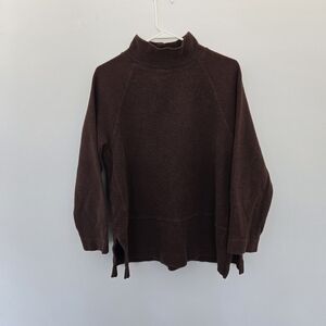 Poetry Brown Cotton Mock Neck Knit Tunic Minimalist Normcore | size 12
